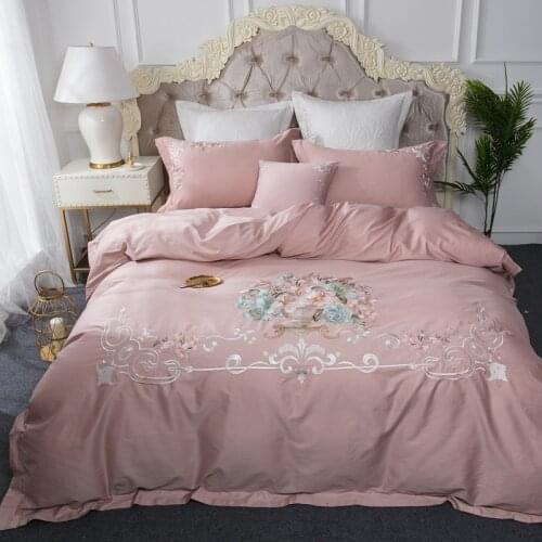 Nordic Embroidered Double Size Bedding Set Luxury 60S Egyptian Cotton Bed Sheet Pillowcase Duvet Cover 4/7pcs for Home
