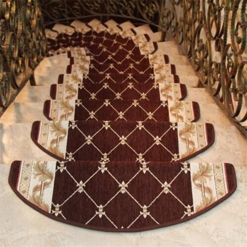 Wellyu 13pcs high-end European stair mats Hotel Step mats glue-free self-adhesive stair carpet solid wood non-slip mat custom