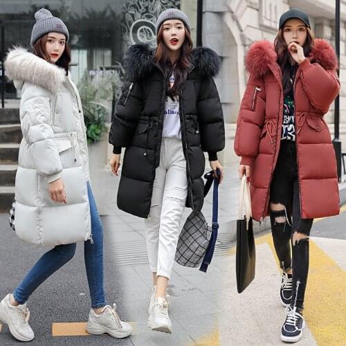 Womens Down Padded Mid-Length Bread Jacket Big Fur Collar New Korean Thick Delicate Comfortable Fashion Breathable Simplicity
