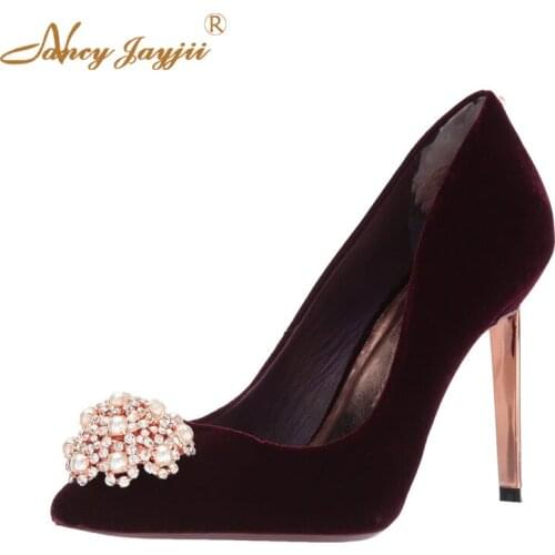 Nancyjayjii Woman pumps Female Lady shoes Pearl Super High Thin heels Pointed Toe Slip-On Spring/Autumn Sexy Party Classic2018