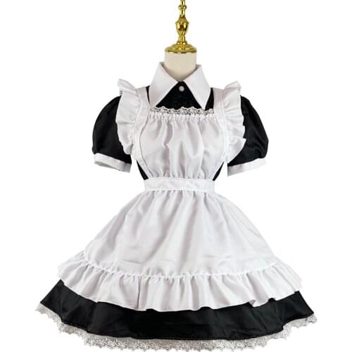 Women Lovely Maid Cosplay Costume Short Sleeve Retro Maid Lolita Dress Cute Japanese French Outfit Cosplay Costume Plus Size 5XL