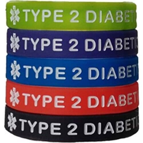 1pcs Medical alert Diabetic Type 2 insulin Dependent silicone wristband bracelet