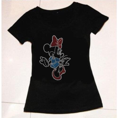 2pc/lot Cartoon iron on applique hot fix rhinestone motif designs iron on transfer patches for childrens shirt dress