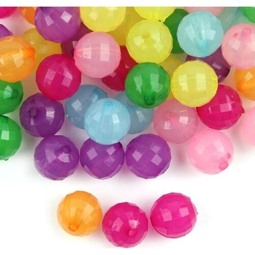 50pcs/Lot Acrylic Round Spaced Beads Faceted Jelly Beads For Jewelry Making DIY Kids Puzzle Handmade Charms Bracelet Earrings