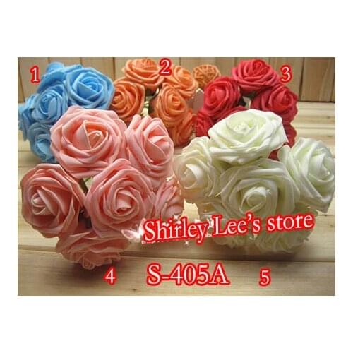 80 Bunches=480pcs X PRETTY Foam Rose Bouquets(6cm) In 5 Different Colors, Bridal Bouquets .* FREE SHIPPING BY EMS