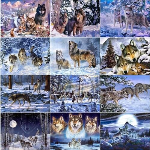 Evershine Diamond Painting Animal Diamond Embroidery Wolf 5D DIY Cross Stitch Kits Picture Of Rhinestones Winter Home Decor