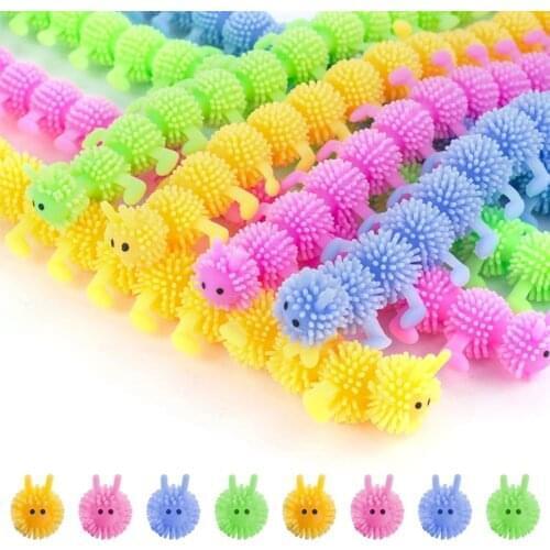 Fidget Toys Antistress Soft Rubber 16-Section TPR CaterPillar Figet Toys Childrens Stretching Simple Dimple антистресс поп ит