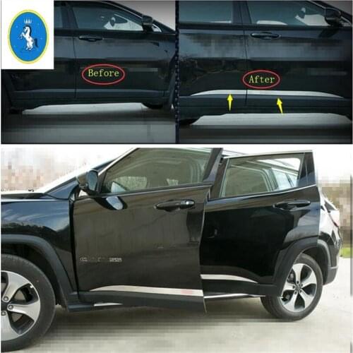Yimaautotrims Auto Accessory Door Molding Body Protector Streamer Cover Trim Overlay Strip For Jeep Compass 2017 - 2020