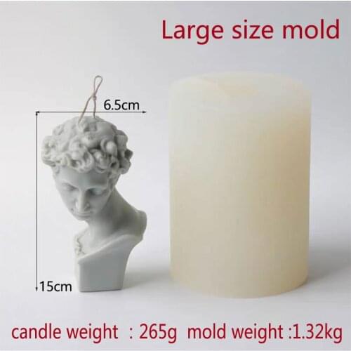 Large Size David Art Candle Molds Marseille Head Design Venus Plaster Sculpture Scented Candle Making Silicone Mould