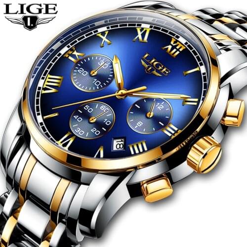 2020 New Watches Men Luxury Brand LIGE Chronograph Men Sports Watches Waterproof Full Steel Quartz Mens Watch Relogio Masculino
