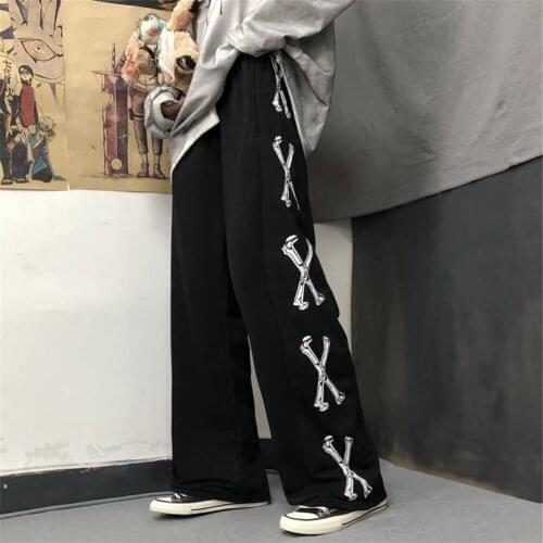 Black Cool Trousers Cool Autumn Men Loose Lighting Print Sweatpants Hip Hop Streetwear Male Pencil Pants Funny Japan Punk Pants