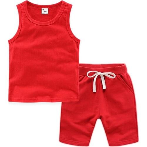 Childrens Clothes 2020 Summer Kids Girls Sleeveless Vest Top T-Shirt + Shorts Casual Outfits Suits Toddler Boys Clothing Sets
