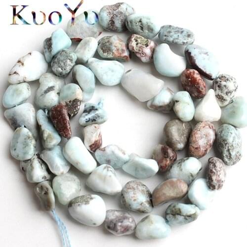 6-8mm Natural Irregular Genuine Larimar Stone Beads Smooth Loose Spacer Bead For Jewelry Making DIY Bracelet Necklace 15"Strand