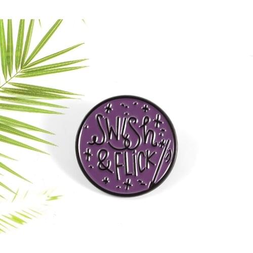 Purple Round Swish & Flick Brooches Enamel Lapel Pins Women Pins Fashion Gifts for Friends Jewelry Badge
