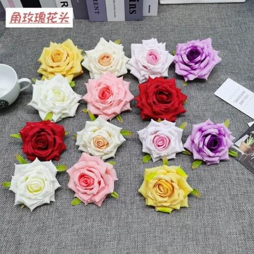 50pcs/lot Artificial Flowers Rose Heads 10cm For Wedding Car Decorative Diy Scrapbooking Simulation Fake Rose Flower Wall Crafts