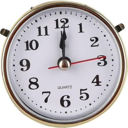 Classic Mute 2-1/2" (65mm) Clock Clock Quartz Mechanism Movement Insert Roman Numeral White Face Gold Trim Practical DIY Parts