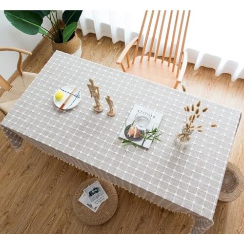 Plaid Solid Decorative Linen Tablecloth With Tassels Thicken Rectangular Wedding Dining Coffee Table Cover Tea Table Cloth