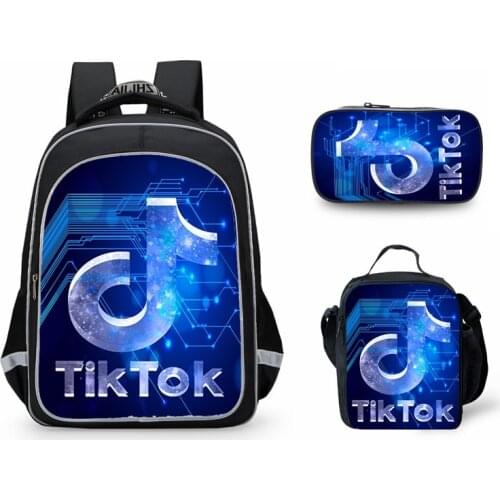 3PCS School Backpacks Set Tik Tok 3D Print School Bags For Girls boys Students Primary Daily Casual Travel Bag bolsa