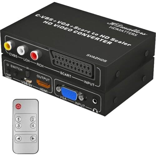 HDmatters S-video composite AV Scart to hdmi converter Switcher S-video+RCA+Scart to HDMI out