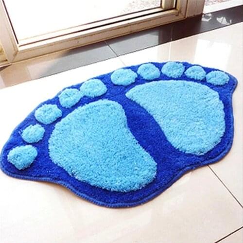 Foot Print Bath Mats Non-Slip Bathroom Carpet Mat Toilet Bathroom Rug Bath Pad Carpets Microfiber Mini Mats Bathroom Accessories