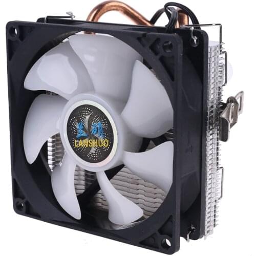 CPU Cooler 2 Copper Heat Pipes 3Pin CPU Cooling Fan with 5 Colors Light for lgA 1151/1155/1156/AM2+/AM3+/AM4 L4MD
