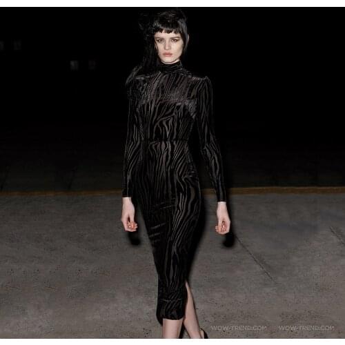 Love Aing) New Fashion And Elegant Sexy Womens see-through Long Sleeve High Neck Zebra Pattern Dress Party Date Dresses 2020