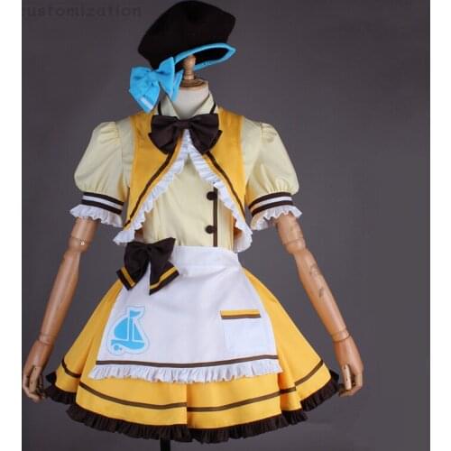 LoveLive Aqours You Watanabe Coffee Shop Dessert Striped Maid Cosplay Costume Halloween Christmas Costume