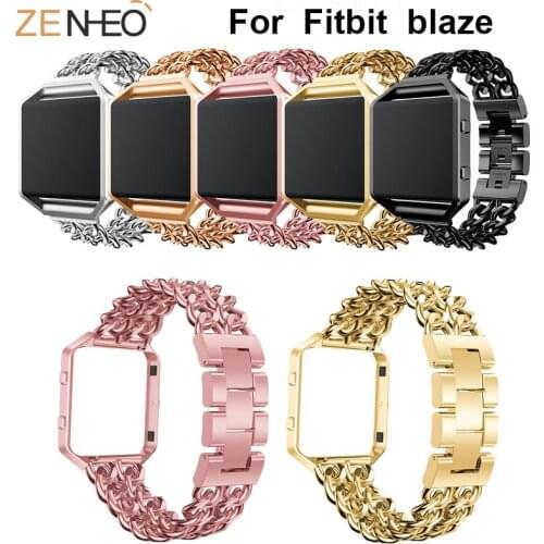 Stainless Steel Metal Strap For Fitbit blaze Band with case Bracelet Double chain Watch Strap Replacement Accessories Watch Band