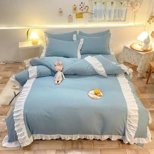 Girl heart Bed Sheet 3/4 PCS Set Single Double Extra Soft And Comfortable Sheet Bedsheet Pillowcase Can Be Used All Year Round