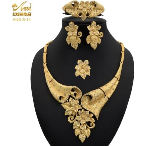 Jewlery Sets For Women Gold Plated Bridal Necklace African Nigerian Wedding Bracelets Talian Dubai Jewelery Ladies Juwellery Set