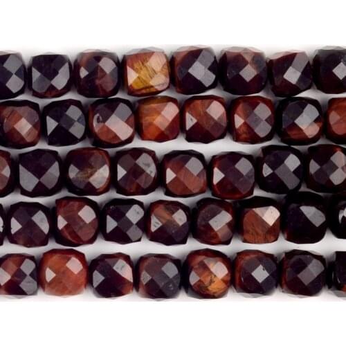 Natural Faceted Red Tiger Eye Stone Cube Square Shape Loose Spacer Beads For Jewelry Making DIY Bracelet Handmade 4.8-5.5mm