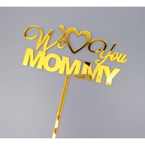 New We Love You Mommy Acrylic Cake Topper Pink Gold Best Mom Cake Topper For Mothers Day Mum Birthday Party Cake Decorations