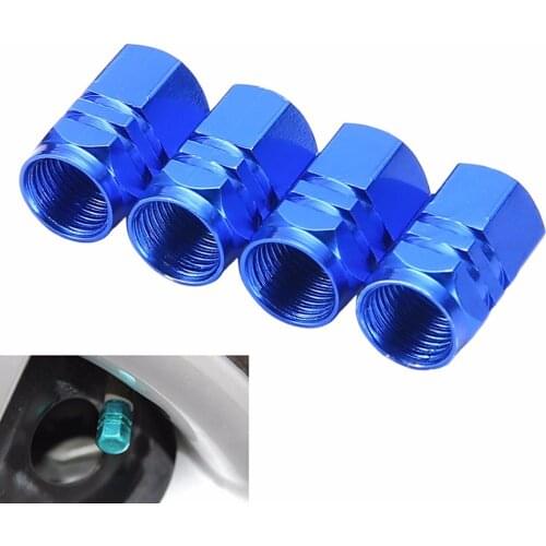 New Arrival 4pcs Universal Valve Stems & Caps Aluminum Car Wheel Tire Tyre Valve Air Stem Cap Cover Blue 16x10mm