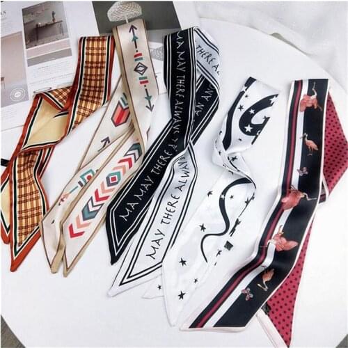 New Silk Scarf Narrow Strip Scarf Small Scarf Ribbon Streamer Korea Wild Necktie Long Female Decoration Summer