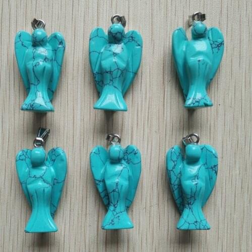 Wholesale 6pcs/lot fashion top quality stone angel carved charms pendants for necklace making jewelry free shipping