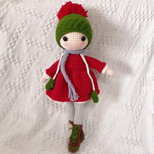 Organic Knitting Toy christmas girl Crochet Soft Cotton Toys Handmade Knitted Toy Quality Material finished Knit Fabric Toy