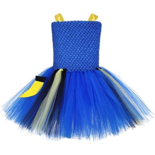 Cartoon Clownfish Nemo Girls Dress Animal Applique Dory Costume Knee Length Youth Girls Clothing Children Birthday Tutu Dress