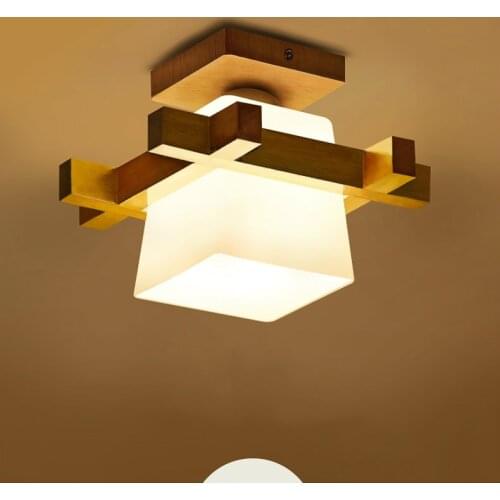 Simple LED Solid Wood Ceiling Light Modern Corridor Porch Small Balcony Lamp Japanese Tatami Living Rrom Log Lamp Ceiling lamps