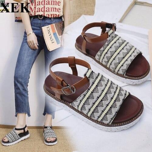 XEK Summer Women Shoes 2018 Fashion Casual Roman Sandals Thick Bottom Gladiator Shoes Woman Sandals Flat Sapato Feminino JH251