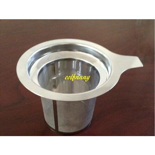 100pcs/lot Fast shipping High quality Tea Infuser 304 Stainless Steel with Lid as Drip Tray Tea Strainer