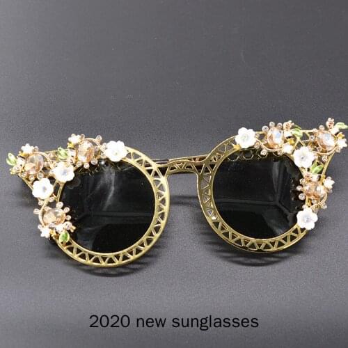 Luxury Crystal Small Punk Sunglasses Women Diamond Sun Glasses Men Mirror Lens Brand Gold Frame Bling Eyeglasses NX