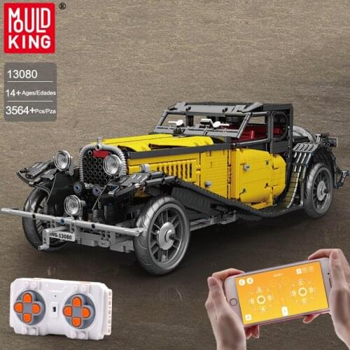 Mould King High-Tech Rc Car Building Blocks The App Remote Control Vintage Car Model Bricks Assembling Kids Toys Christmas Gifts