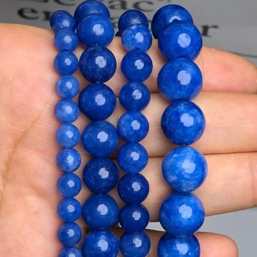 Dark Blue Kyanite Jades Stone Beads Round Loose Spacer Beads For Jewelry Making DIY Bracelet Necklace Accessories 6/8/10/12mm
