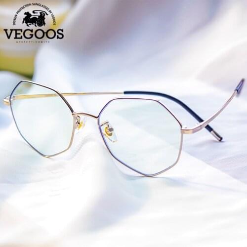 VEGOOS Blue Light Blocking Glasses Women Men Anti Eye Strain Polygon Computer Gaming Glasses Frame lunette lumiere bleue #5171