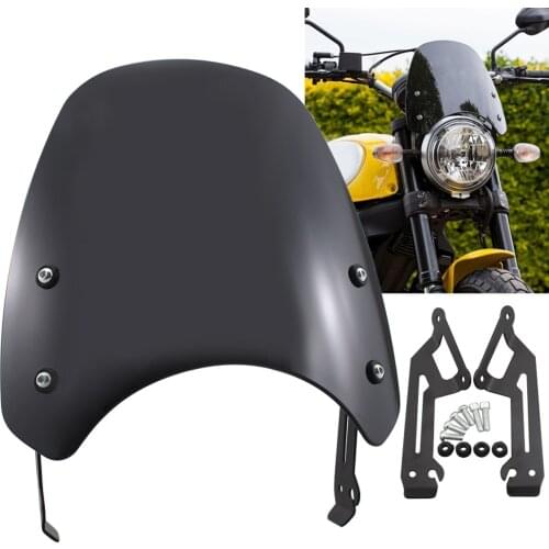 Motorcycle Windscreen Windshield Black Fly Screen Wind Deflector For DUCATI Scrambler 400 800 2015-2020 Models