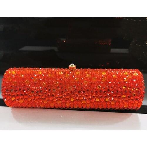 High Quality Red Rhinestone Wedding Bag Long Small Size Paper Clutch Purse Diamond Evening Bags Clutches Women Party Handbags