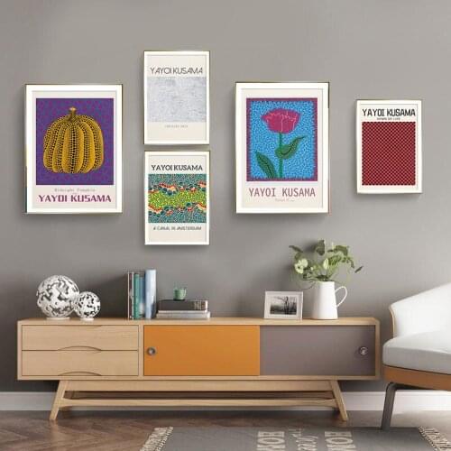 Yayoi Kusama Artwork Exhibition Posters and Prints Gallery Wall Art Pictures Museum Canvas Painting for Living Room Home Decor