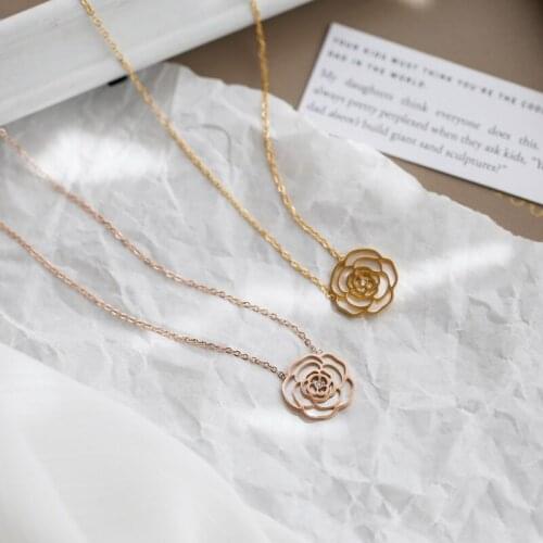 YUN RUO Yellow Gold Color Shell Camellia Choker 316l Stainless Steel Jewelry for Woman Neckalce Factory Wholesale Never Fade