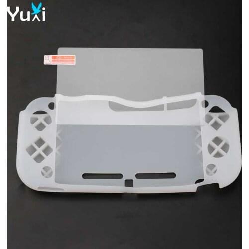 YuXi Soft Silicone Shell anti-slip Case Cover + Tempered Glass Screen Protective Film For Nintend Switch Lite Console