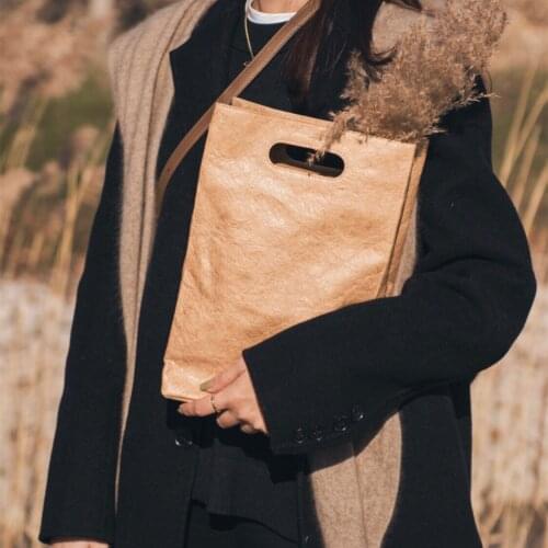 Women Handbag Kraft Paper Casual Unisex Solid Hasp Soft Bags For Women Simple Designer Handbags High Quality